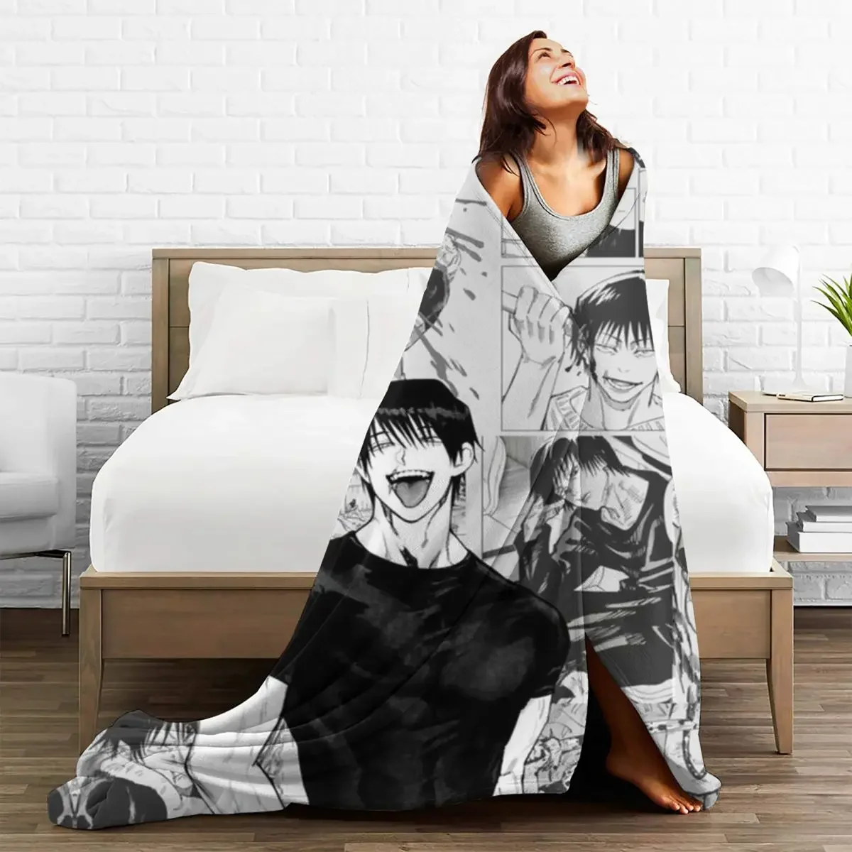 Anime Flannel Blanket Quality Super Soft Laugh Throw Blanket Autumn Travel Chair Sofa Bed Cute Bedspread