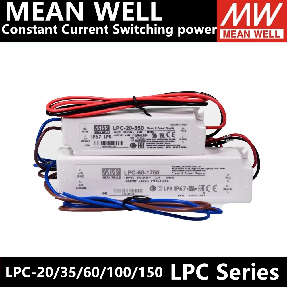 LPC-20/35/60/100/150 MEANWELL LED Driver acdc -350/500/700/1050/1400/1750/2100/2450 mA Constant current for LED related fixture