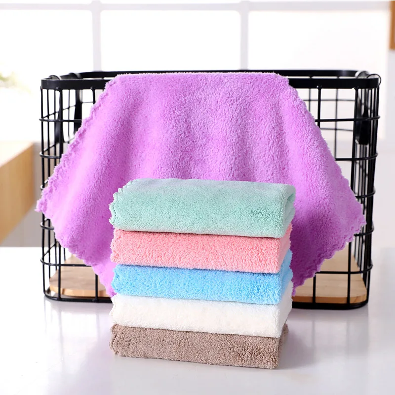 Coral Fleece Square Towel Soft and Absorbent Washing Face Wiping Hands Kitchen Cleaning Towel Multi-purpose Small Square Towel