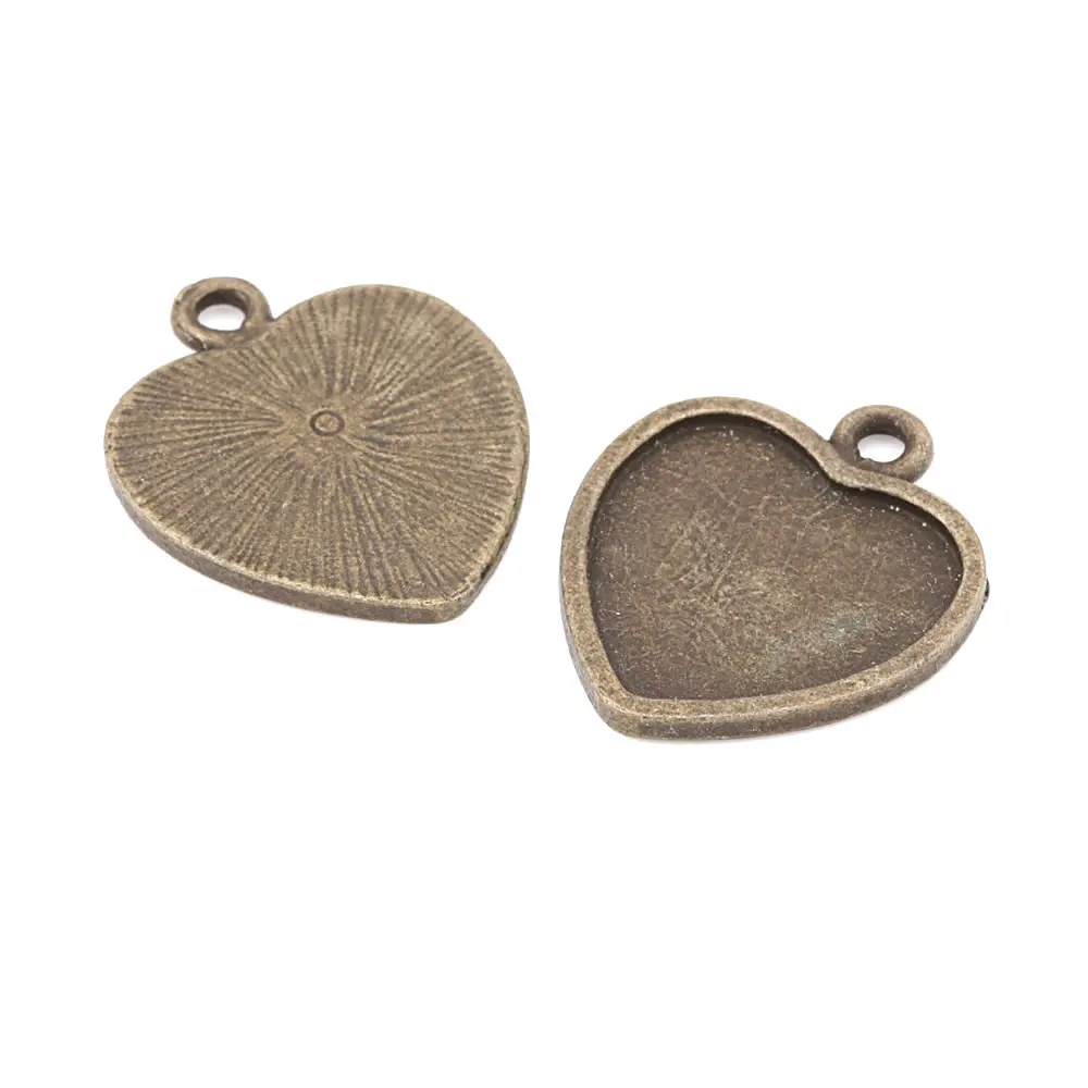 Antike Bronze Zinklegierung Rechteckige Basisschalen Blenden Cabochon Perlen Cameo Einstellungen Anhänger Schmuckherstellung Zubehör Zubehör