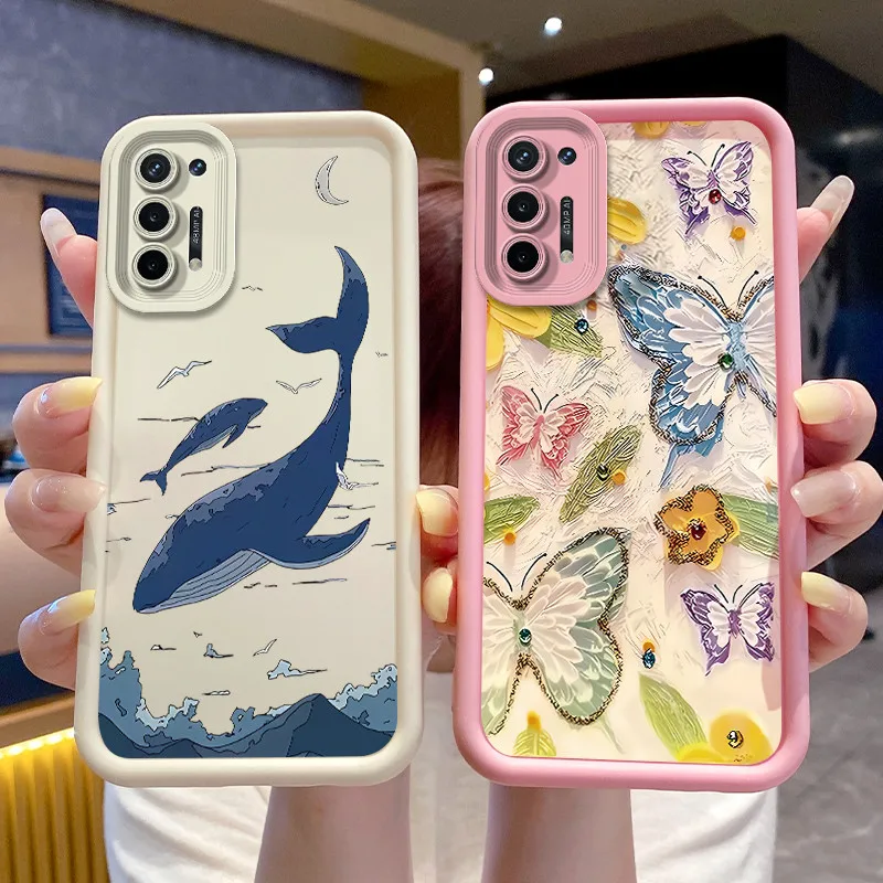 Für OPPO A74 5G A93 5G A93S 5G Handyhülle Stoßfeste Weiche Silikonhülle Ozean-Tiere Hai Wal Kameraschutz Rückseitenabdeckung