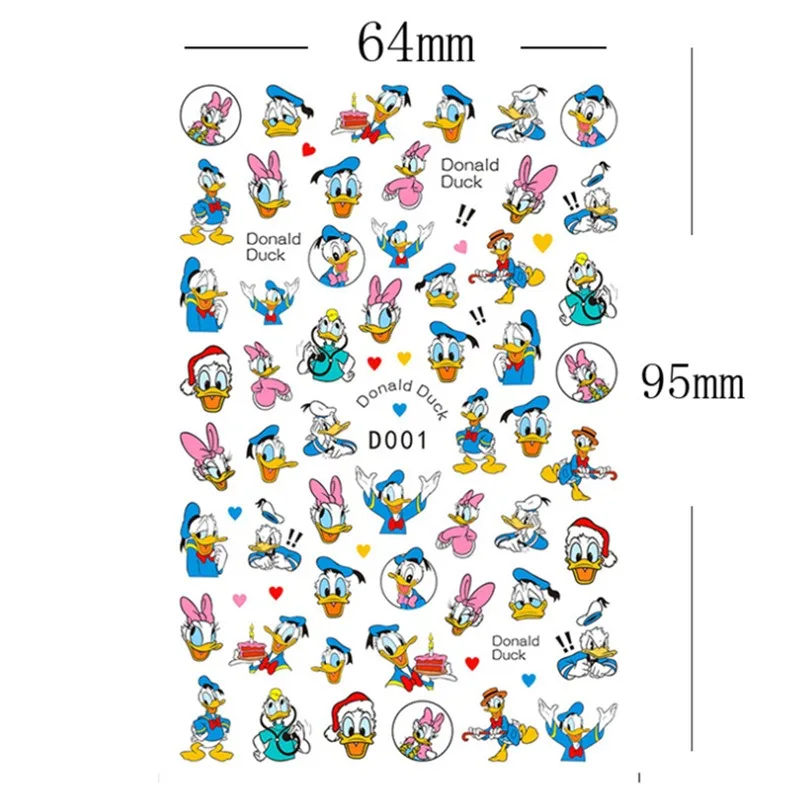 5Sheet/set Kids Cartoon Stickers for Nail Decoration Mickey Duck Tang Stitch Anime Movie Mini Stickers