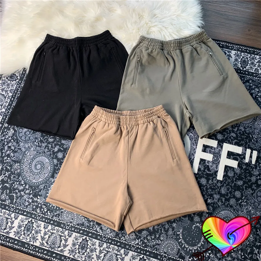 2022 Season 6 Shorts Kanye West Blank Shorts Men Women 1:1 High Quality Zipper Pockets Terry Cotton Hip Hop Solid Ye Breeches