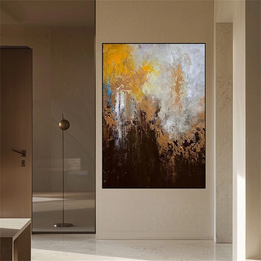 100% رسمت باليد لوحات زيتية حديثة على قماش مجردة راقصة جدار الفن لغرفة المعيشة ديكور المنزل المشارك الذهب محكم جدارية