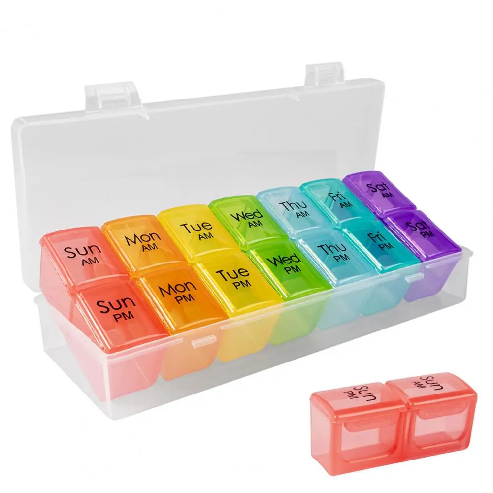 Multi-compartment Pill Holder Capacity Pill Organizer with Multiple Compartments for Weekly Organization Bpa Free Transparent