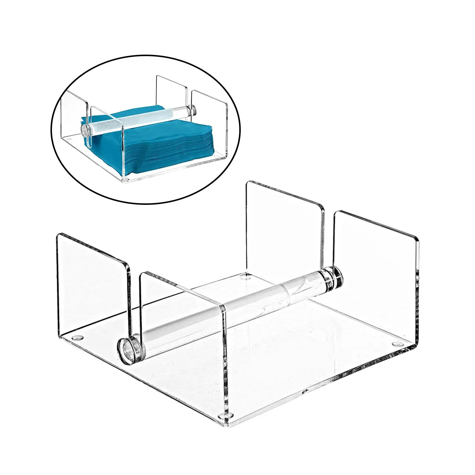 Acrylic Guest Towel Napkin Holder Removable with Center Weighted Bar Clear Storage Tray for Kitchen Buffet Desk Hotel Dinner view 6