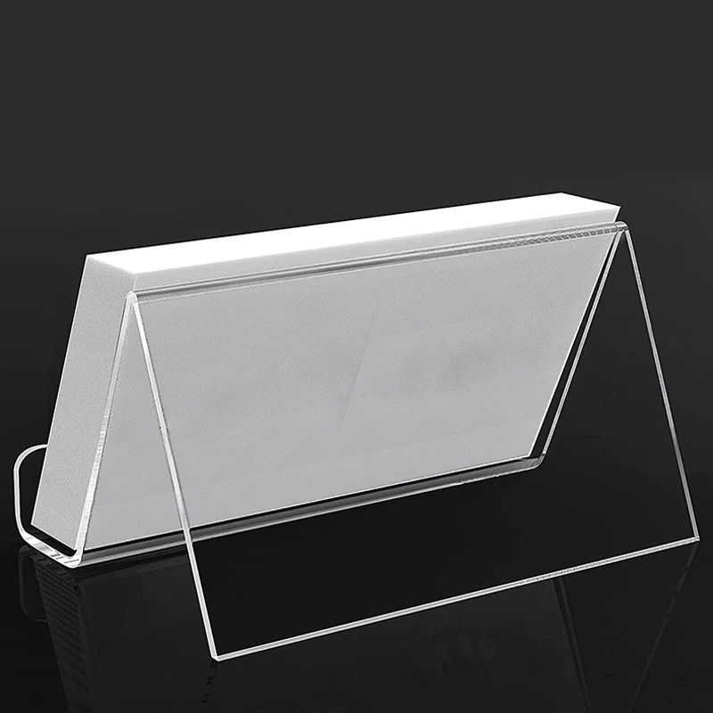 1pc Transparent Acrylic Desktop Business Card Holder Desk Shelf Box Storage Display Stand Restaurant Office Supplies