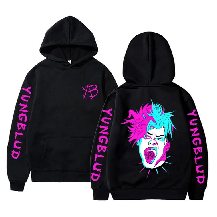 

Singer Yungblud Face Double Sided Graphic Hoodie Men Women's Rock Vintage Oversized Streetwear Unisex Fashion Cotton Pullover