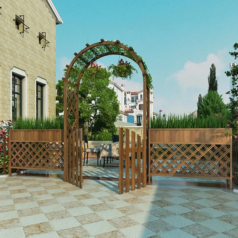 Wooden arches, flower trellis, climbing pergolas, outdoor garden courtyard, decorated solid wood,  arched wooden doors