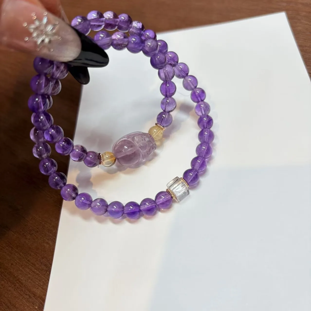 

Natural Amethyst Double Circle Bracelet Girls Fashion Bracelet Original Design
