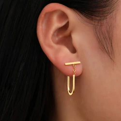 Stainless Steel Earrings Simple Geometric Stick Gothic Hip Hop Stereo U-shaped Tassel Pendant Earrings For Women Jewelry Gifts