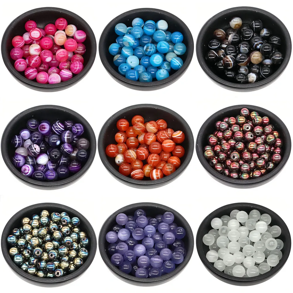 Natural Round Stones Loose Beads for Jewelry Making DIY Bracelet Healing Crystal Quartz Amethyst Necklace Accessories 4 6 8 10mm