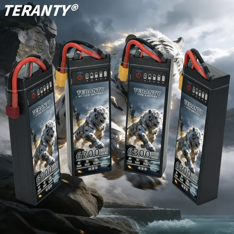 Batteries de course à coque rigide TERANTY 3S LiPo 11.1V/11.4V 6300/6700mAh 100/130C avec affichage de puissance et connecteur T-X60 pour voitures RC de rallye