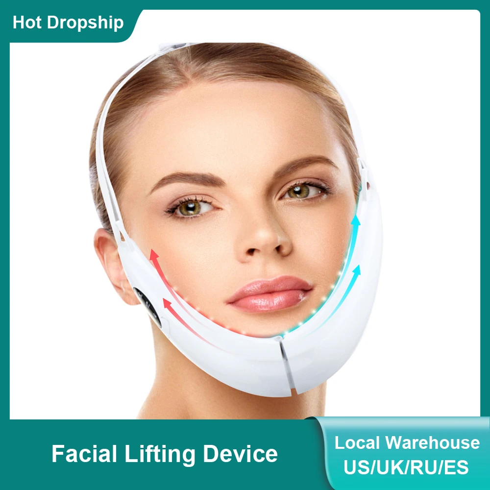 Dispositivo de elevación Facial terapia de fotones LED masajeador de vibración adelgazante Facial doble barbilla V máquina de cinturón de elevación de mejillas en forma de cara