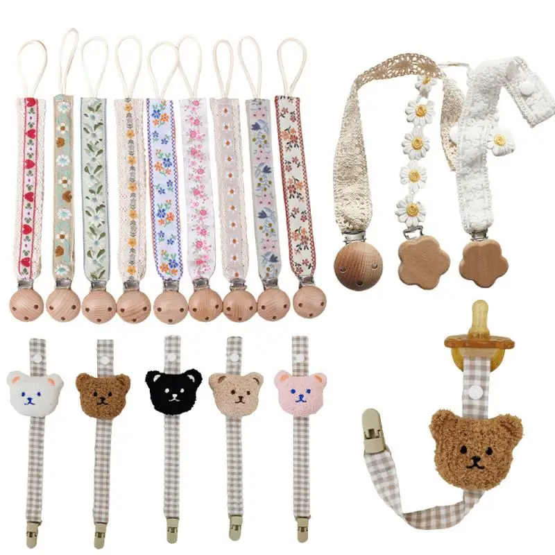 2pcs/set Baby Chain Clip With Baby Feeding Pacifier Set Hand-embroidered Pacifier Chain With Baby Teether Set Pacifier Accessori