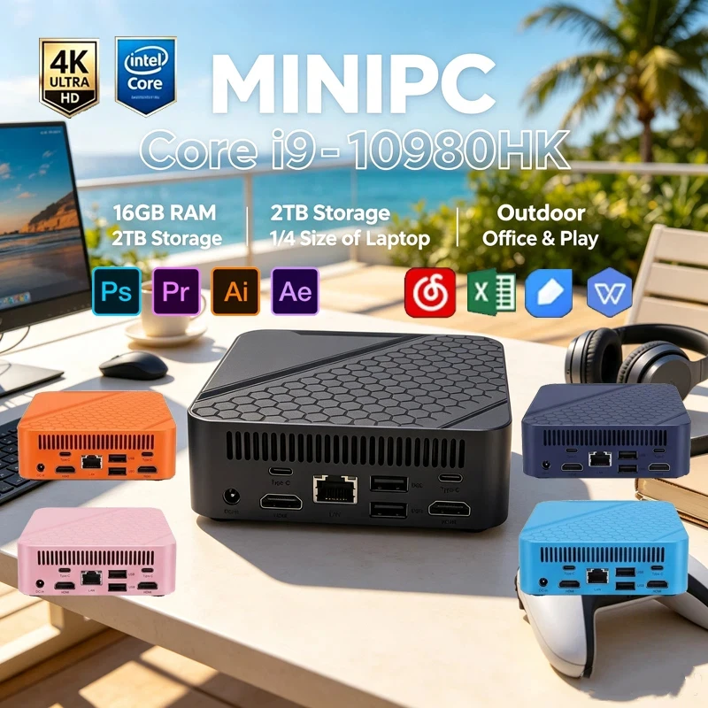 Pc Gaming Editing - Kleurrijke draagbare mini-pc, Intel I9‑10980HK, Win11,