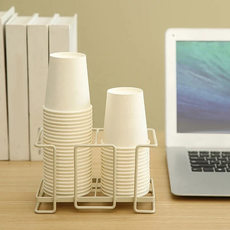 Portavasos de papel, recolector de vasos desechable, suelo de almacenamiento de hierro, portavasos de té y café para el hogar, se puede utilizar para vasos de vidrio