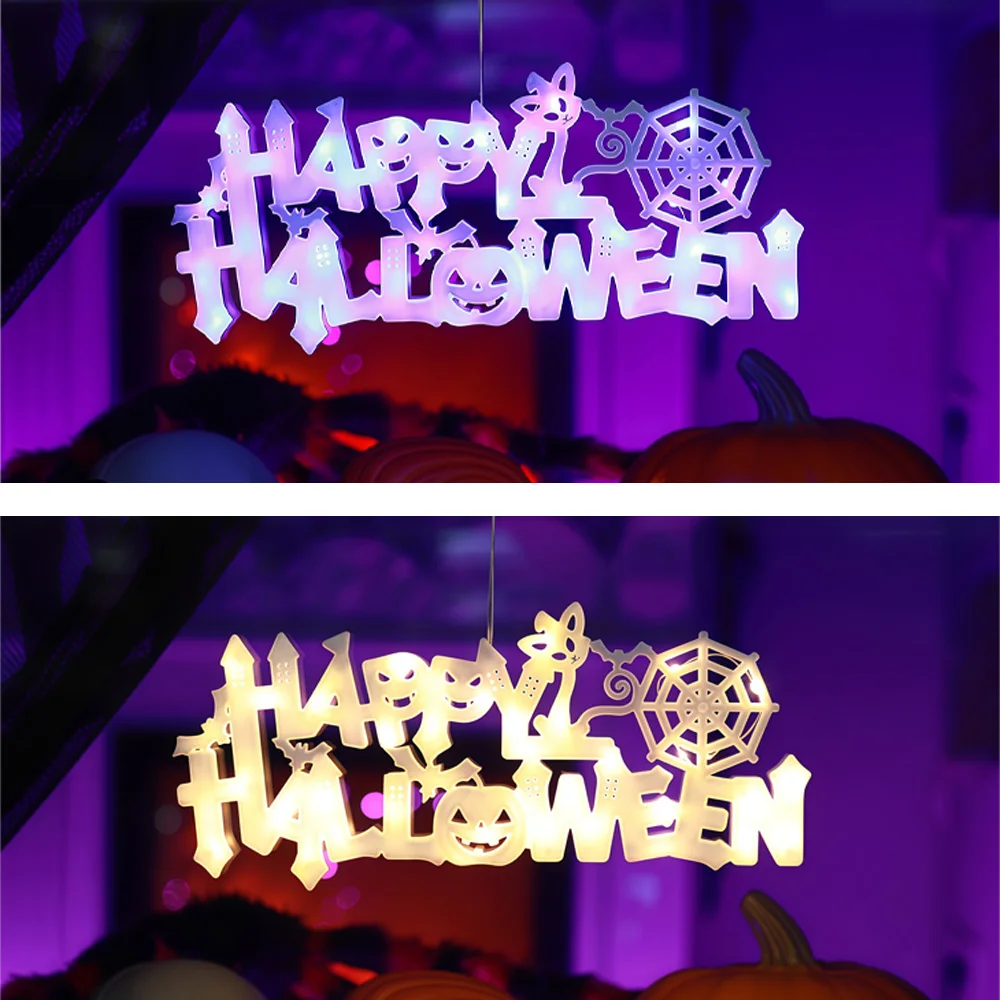 

Halloween LED String Lights – 'Happy Halloween' Light-Up Letter Sign–Fairy Halloween Lights for Door, Window, Porch, Party Decor