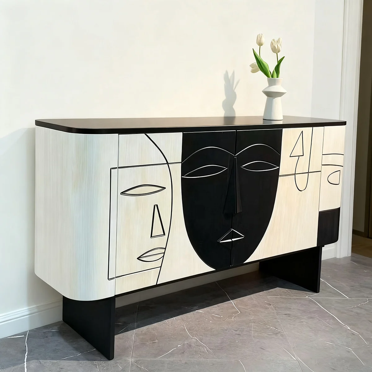 

mnCreative Modern Designer Wooden Sideboard Cabinet Stylish Entrance Ancient Style Cabinet Relief Decorative Cabinet Living*