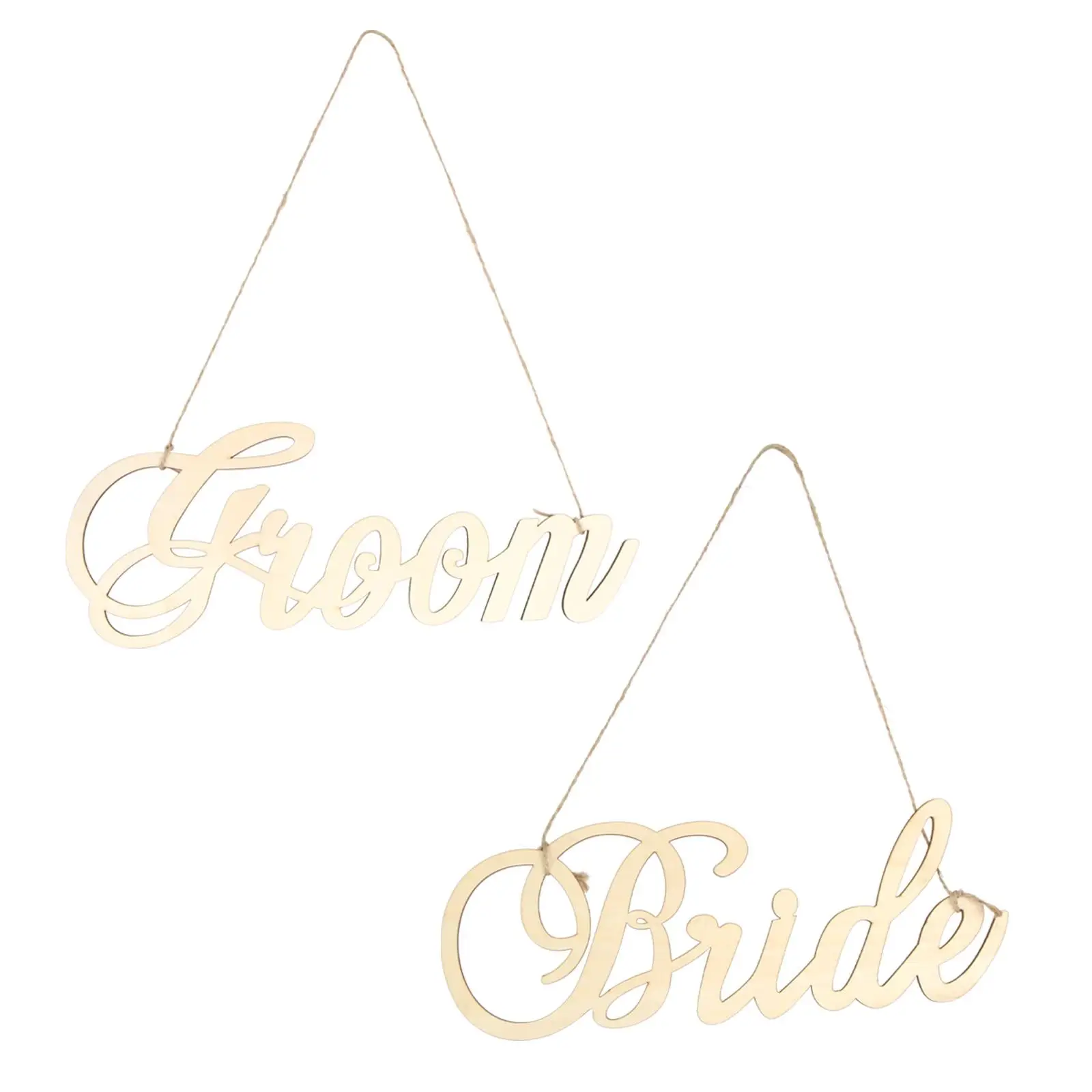 

2 Pcs Wedding Signs Wooden Hanging Sign Decor Bride Groom Home Door Wall Decor Rustic Style Letter Door Plaque