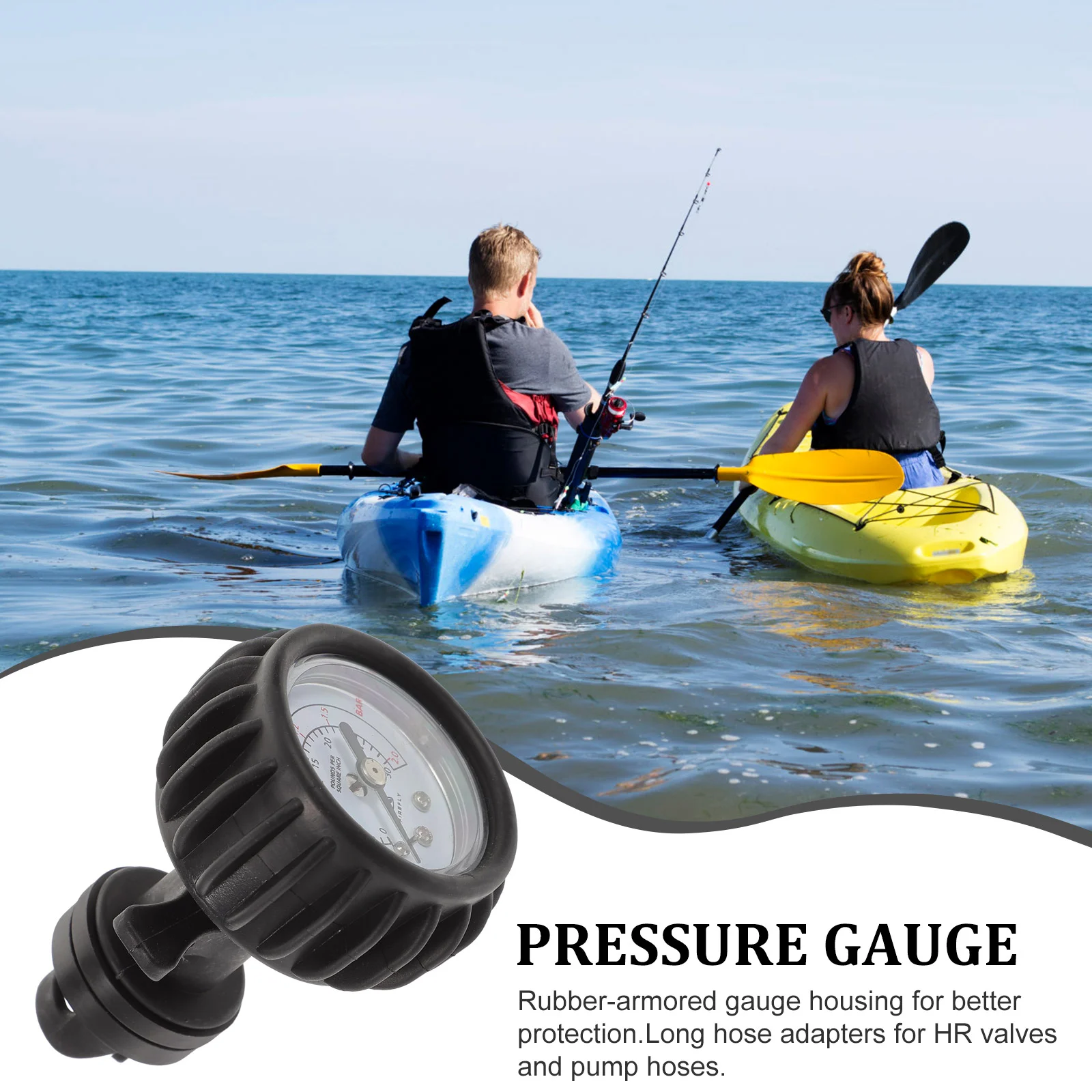 25PSI Pressure Gauge Air Thermometer for Inflatable Boat Kayak Air Pressure Testing Connector Stand Up Paddle Board Surfing