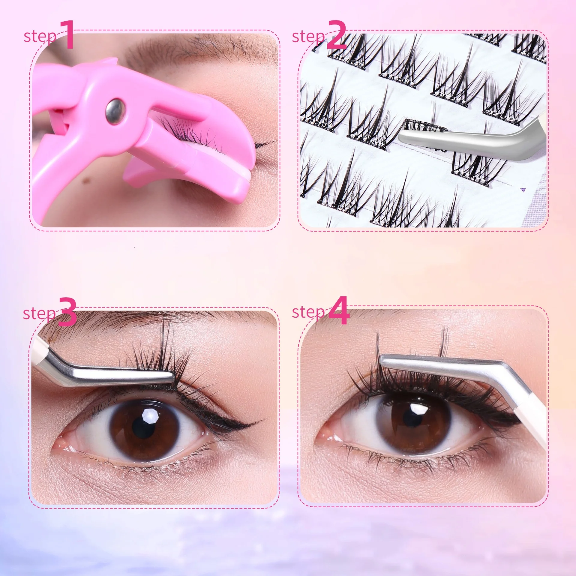 MIAOJIE large capacity Self-Adhesive Eyelashes No Glue Fake Lashes Extensions Reusable for Makeup Soft Mink Eyelashes