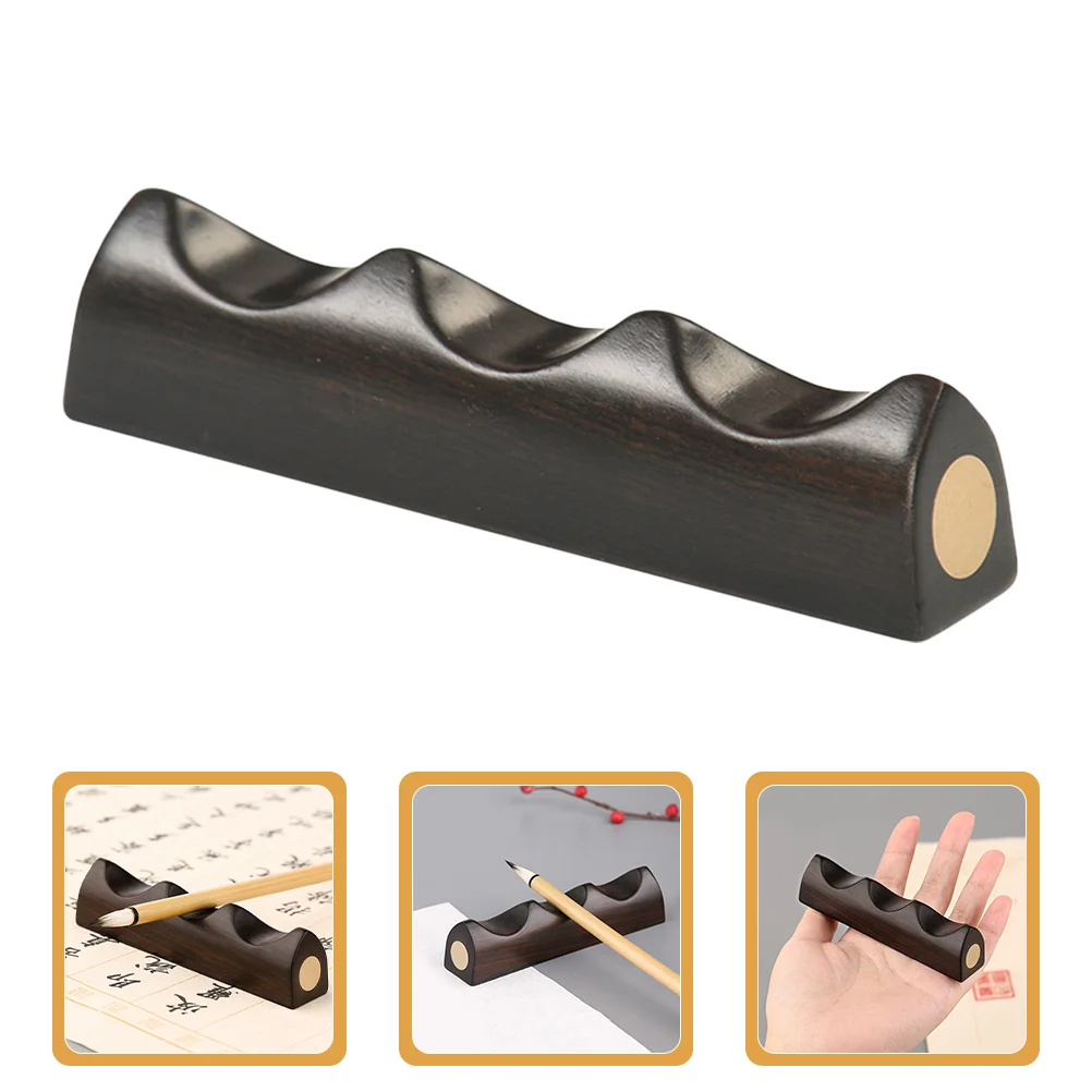 Black Wood Calligraphy Pen Holder Chinese Brush Rack Paint Rest Ink Stand Writing Brush Support Storage Desk Decor Pen Rack For