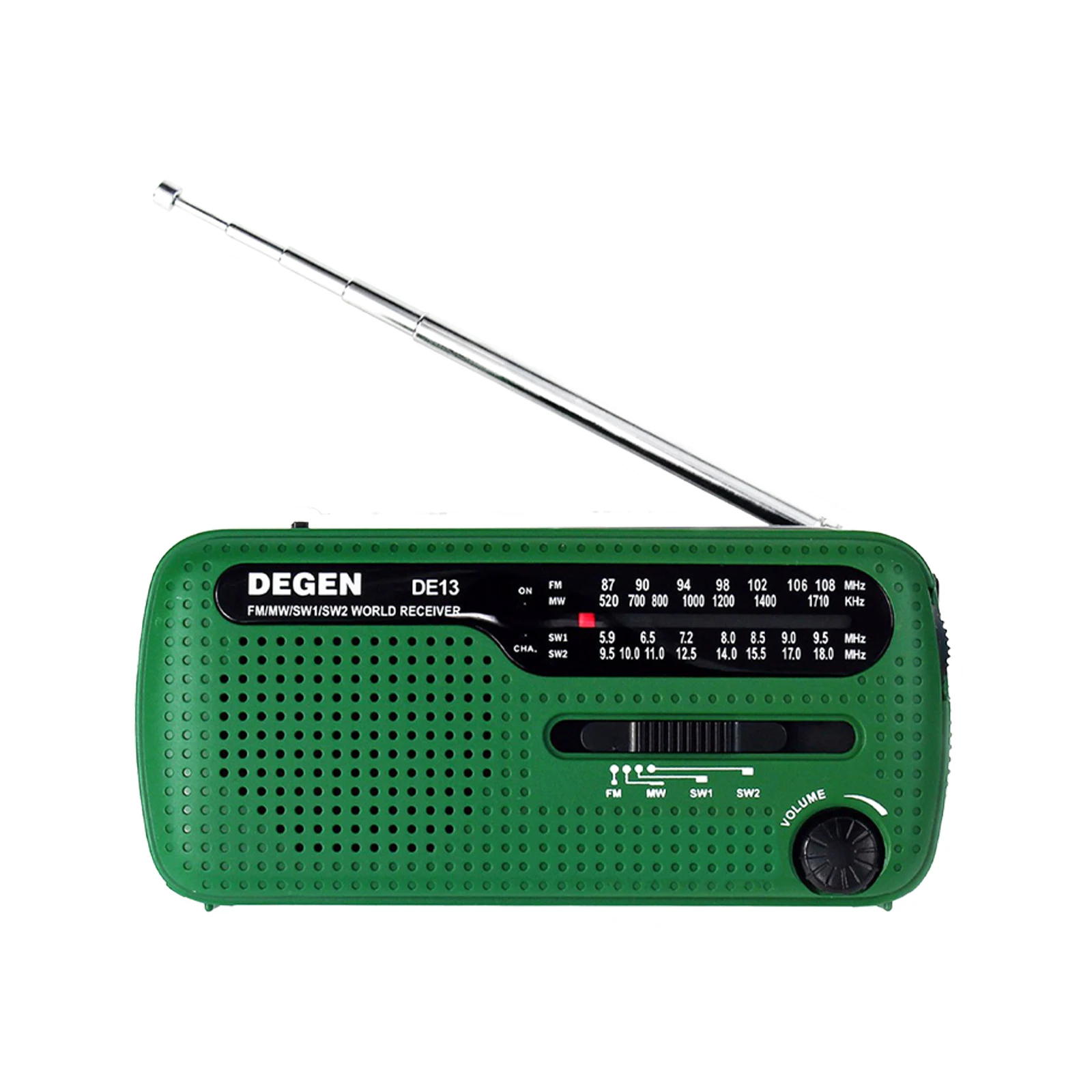 Noodhandcrank-zonneradio met zaklamp/SOS-alarm/telefoonlader, draagbare FM/MW/SW-ontvanger voor buitengebruik EM03/DE13