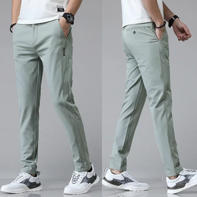 2024 Lente Zomer Ultradunne Heren Stretch Slanke Casual Broek Hoge Kwaliteit Mode Ademende Golfsportbroek - afbeelding 1