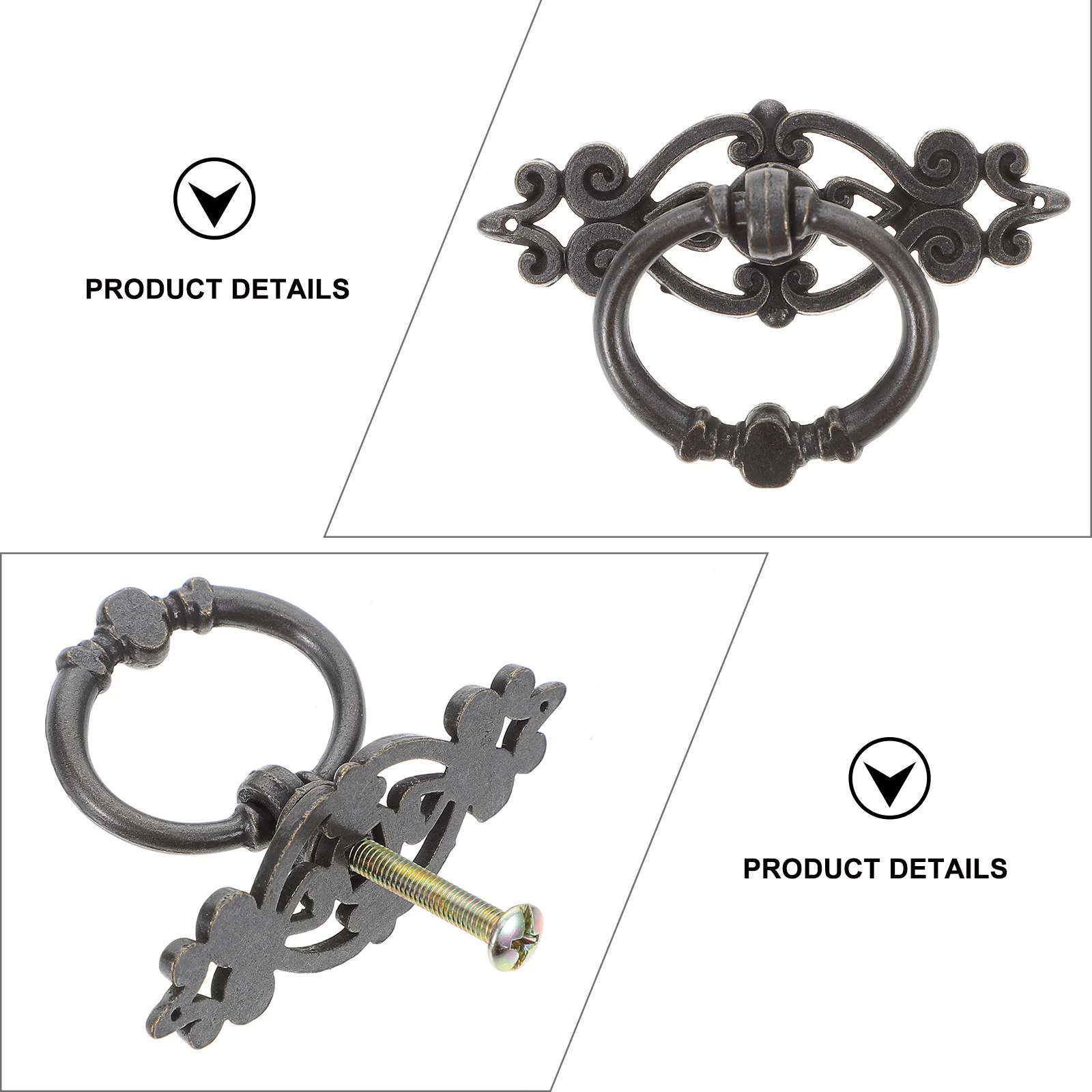 

6pcs Retro Drawer Pulls Ring Cabinet Handles Bronze Tone Wardrobe Door Hardware niture Replacement Durable Elegant Knobs