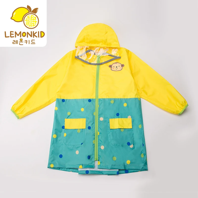 Cartoon Monkey Children Raincoat Mesh Breathable lining Stay Dry & Comfy Outdoor Walking Kids Poncho Hooded Jacket For Girls Boy