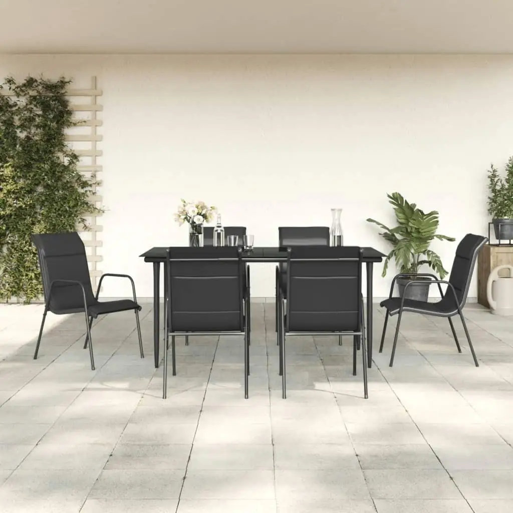 

Stylish Outdoor Garden Dining Set Durable Black Powder-Coated Steel Furniture for Patio and Backyard