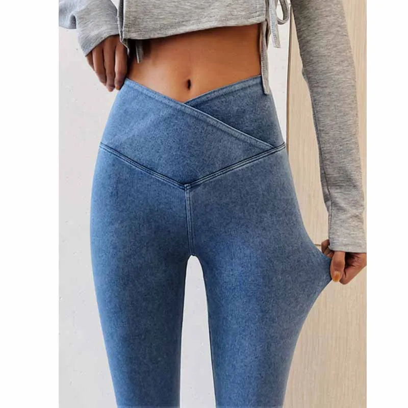

High Waist Jeans 2023 New Women Stretch Denim Trousers Fashion Street Slim Denim Pencil Pants Titching Buttocks Female Pants