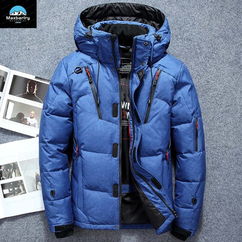 High Quality Winter Down Jacket Men's White Duck Down Coat Outdoor Windproof Warm Camping Clothes Men's Hooded Snow Down Jacket