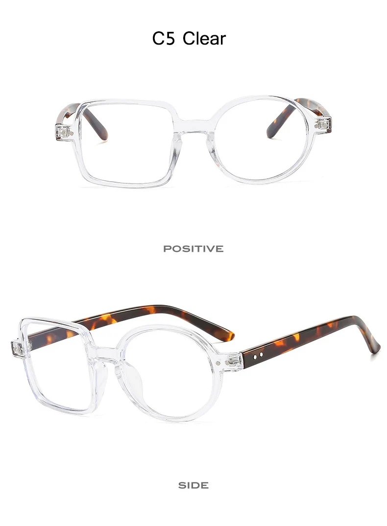 Oec cpo quadratische Brille Frauen Männer Mode klare Brille optische Brille Rahmen Persönlichkeit runde transparente Linse Spektakel – Detail 10