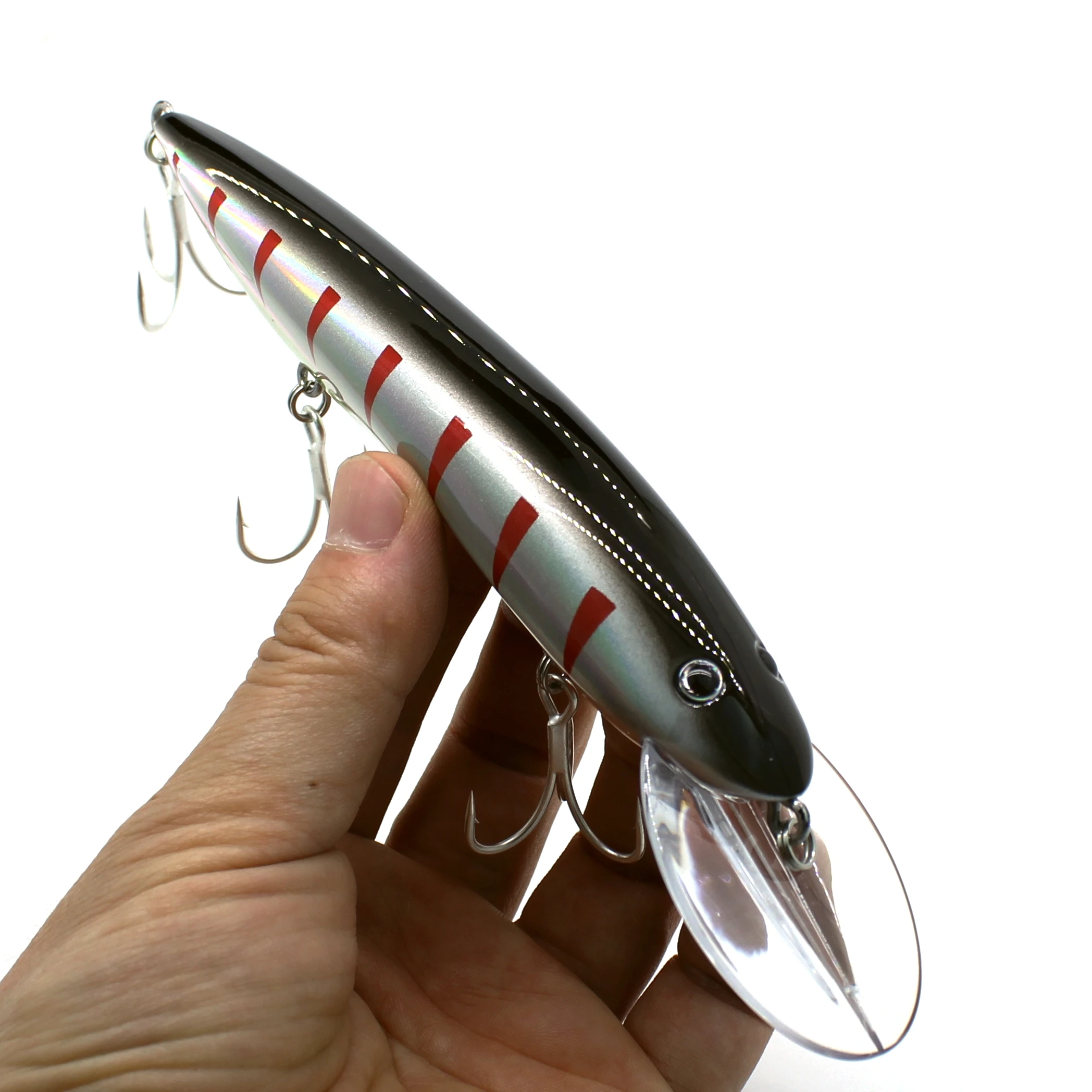 AOCLU-Hartköder für Tiefseeboot, schwimmende Minnow, Jerkbait-Rassel, Felsköder, 4 x Drillinge, japanische Qualität, 150 mm, 33 g, 1 Stück