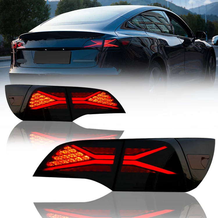 

New 12V Red Tail Lamp Assembly for Tesla Model 3 and Model-Y Rear Scanning Streamer Taillight Condition New