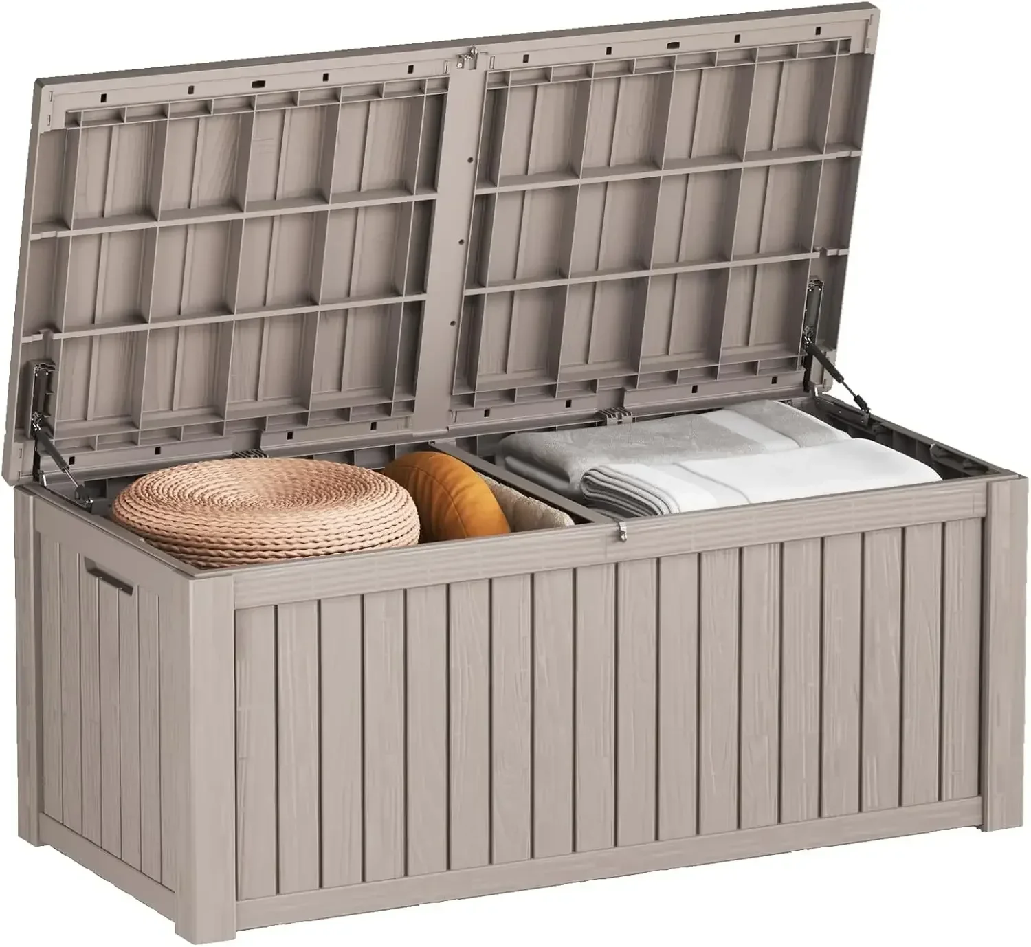 180 Gallon Outdoor Storage Box Waterproof, Resin Deck Boxes with Lockable Lid & UV-Resistant for Patio, Pool, Garden Furniture C