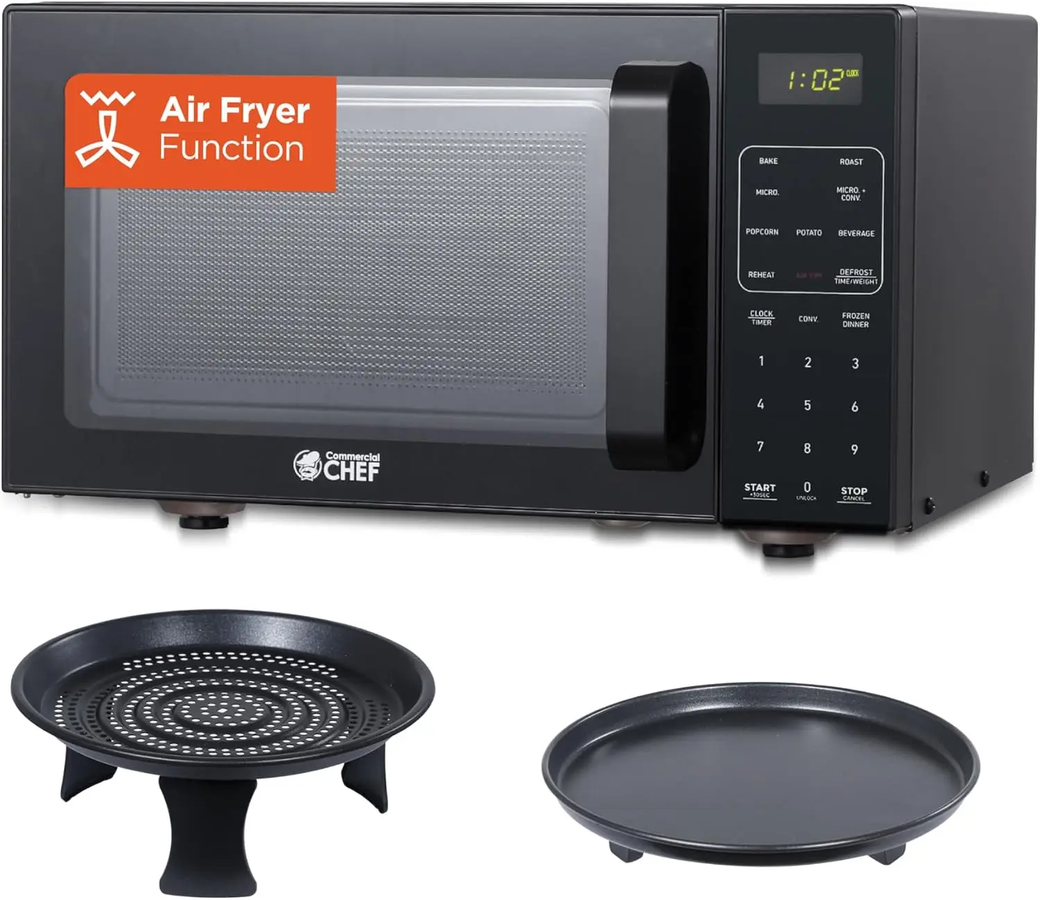5-in-1 Countertop Microwave and Air Fryer Combo, 0.9 Cu. Ft., 900W with 10 Power Levels - Microwave, Air Fry, Convection Oven, B
