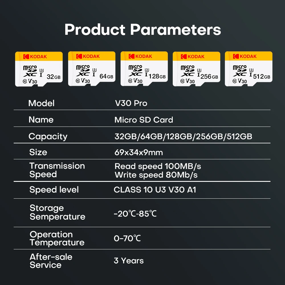 Kodak 100% оригинальная карта памяти Micro Sd 64 ГБ 128 ГБ SD-карта Micro SDXC Class10 флэш-карта 256 ГБ 32 ГБ SD-карта памяти для камеры