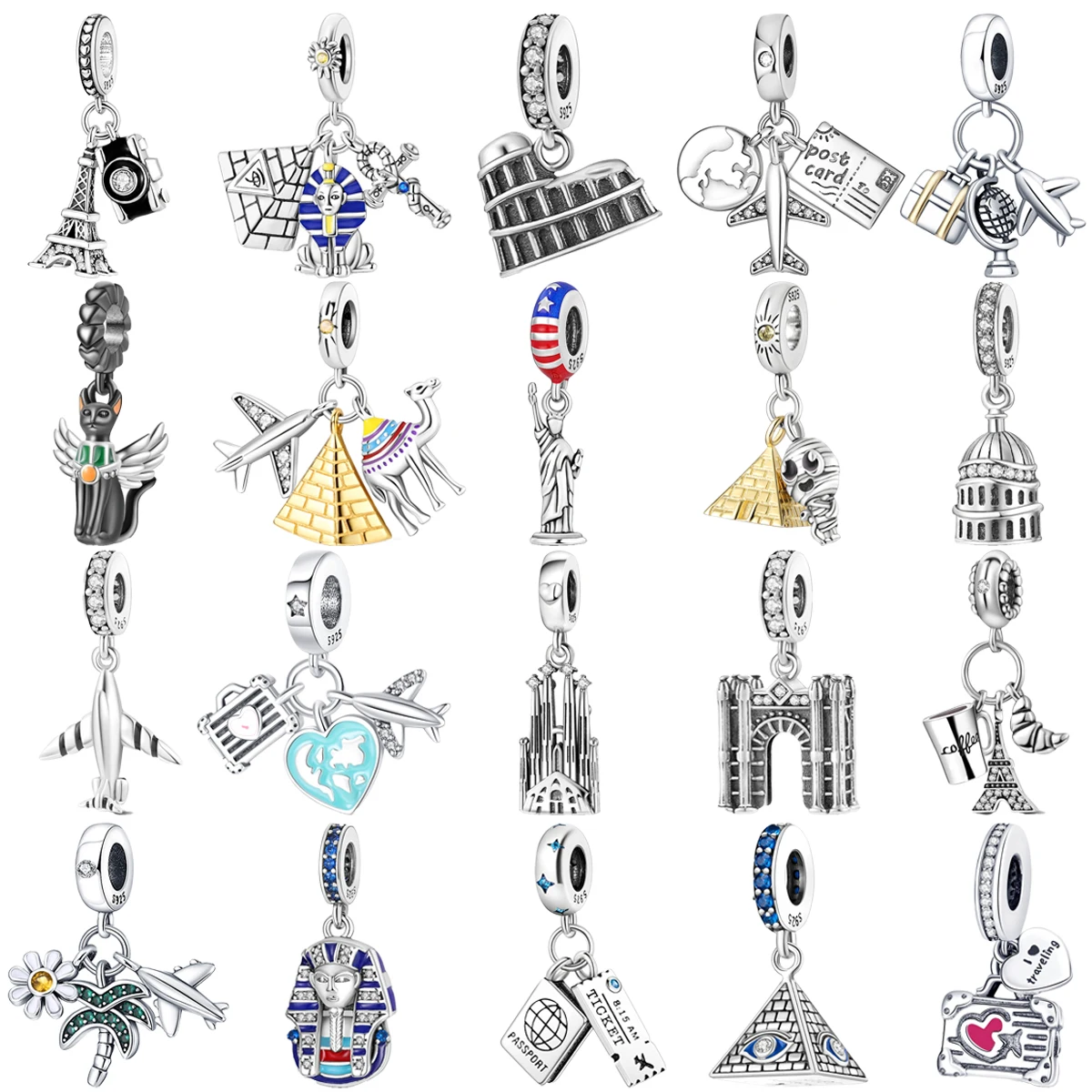 

Original 925 Charms Sterling Silver Pyramid Goddess Statue Triumphal Arch Pendant for Pandora DIY Bracelet Women's Jewelry Gift