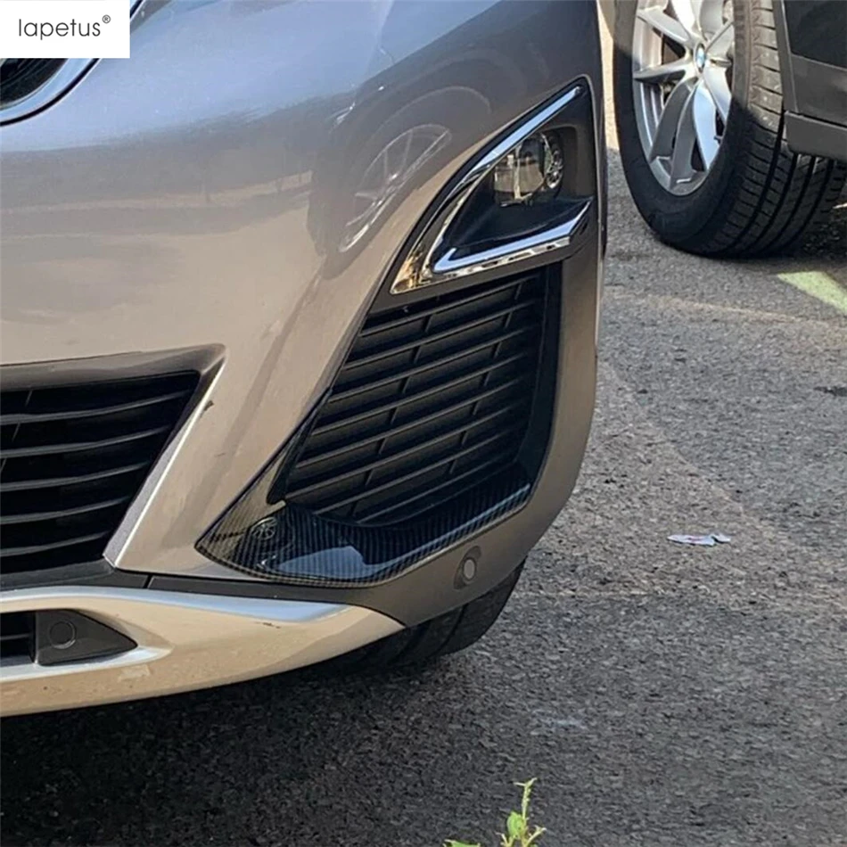 Front Fog Lights Lamp Eyelid Eyebrow Strip Cover Trim ABS Chrome / Carbon Fiber Accessories For Peugeot 3008 3008GT 2017 - 2023