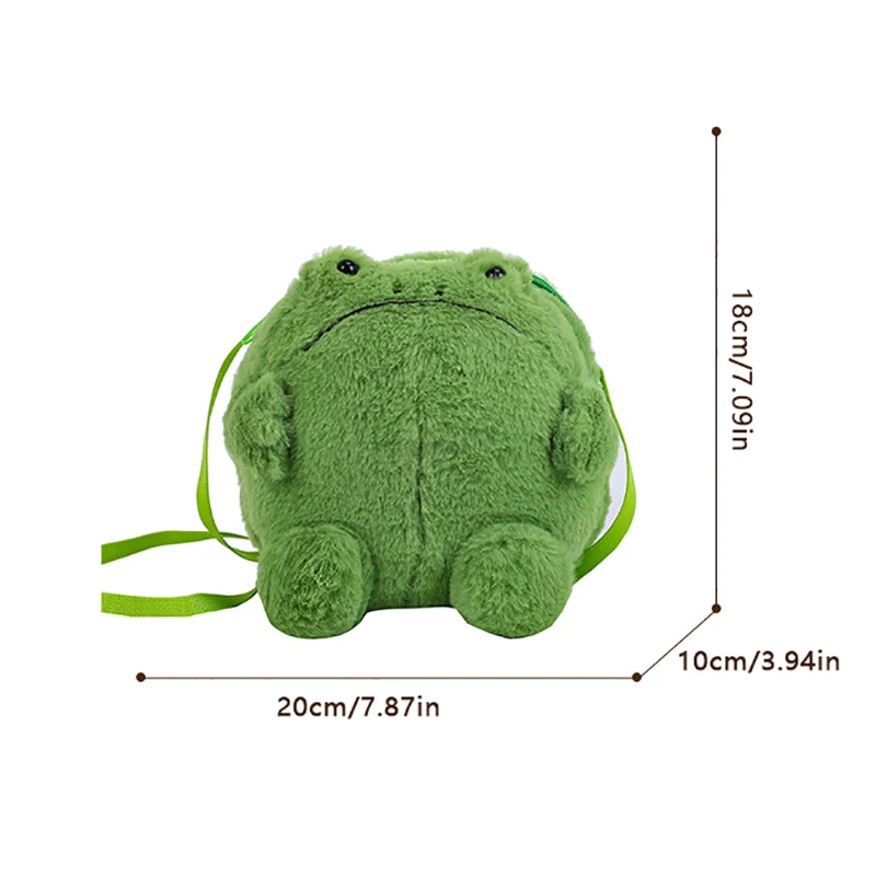 Cute Green Frog Shoulder Bag Plush Doll Crossbody Bag Casual Women Messenger Bag Decoration Bag Phone Coin Purse