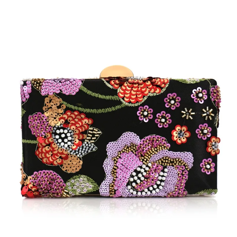 

Модная вечерняя сумочка с цветочным узором и пайетками для женщин, для торжественных мероприятий, свадеб, танцевальных вечеринок. Модная и универсальная женская сумка-клатч