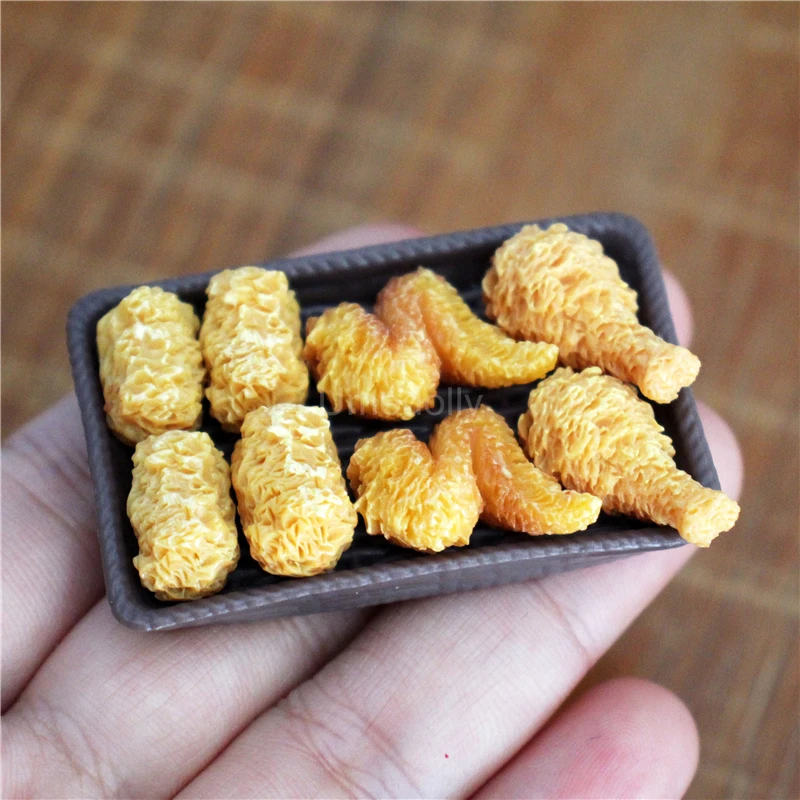 Set De 7 Mini Aliments En Résine – Steak, Hamburger, Frites, œuf – Accessoires Pour Maison De Poupée 1:12