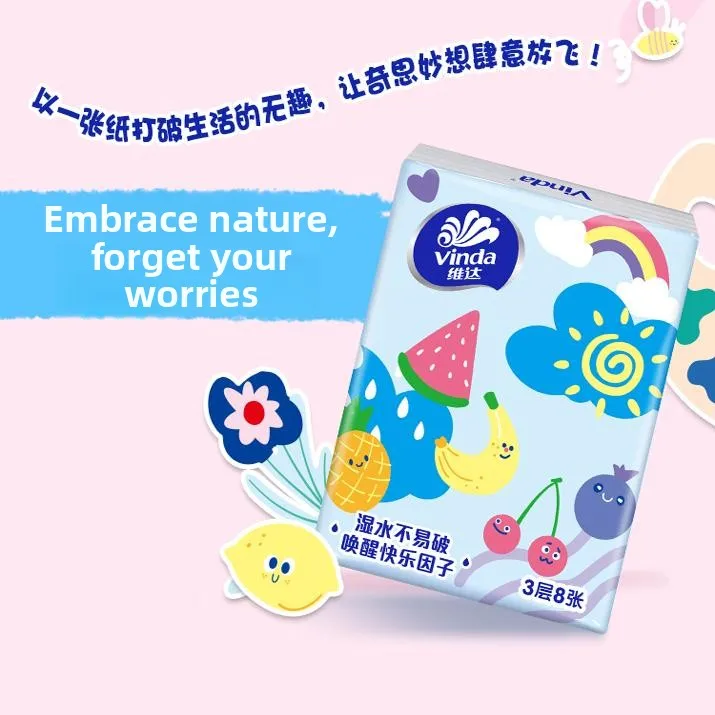 Portable Vinda Handkerchief Paper Baby Student Suitable Small Pa Tissue Paper Personal Hygiene Paper Towel Napkin