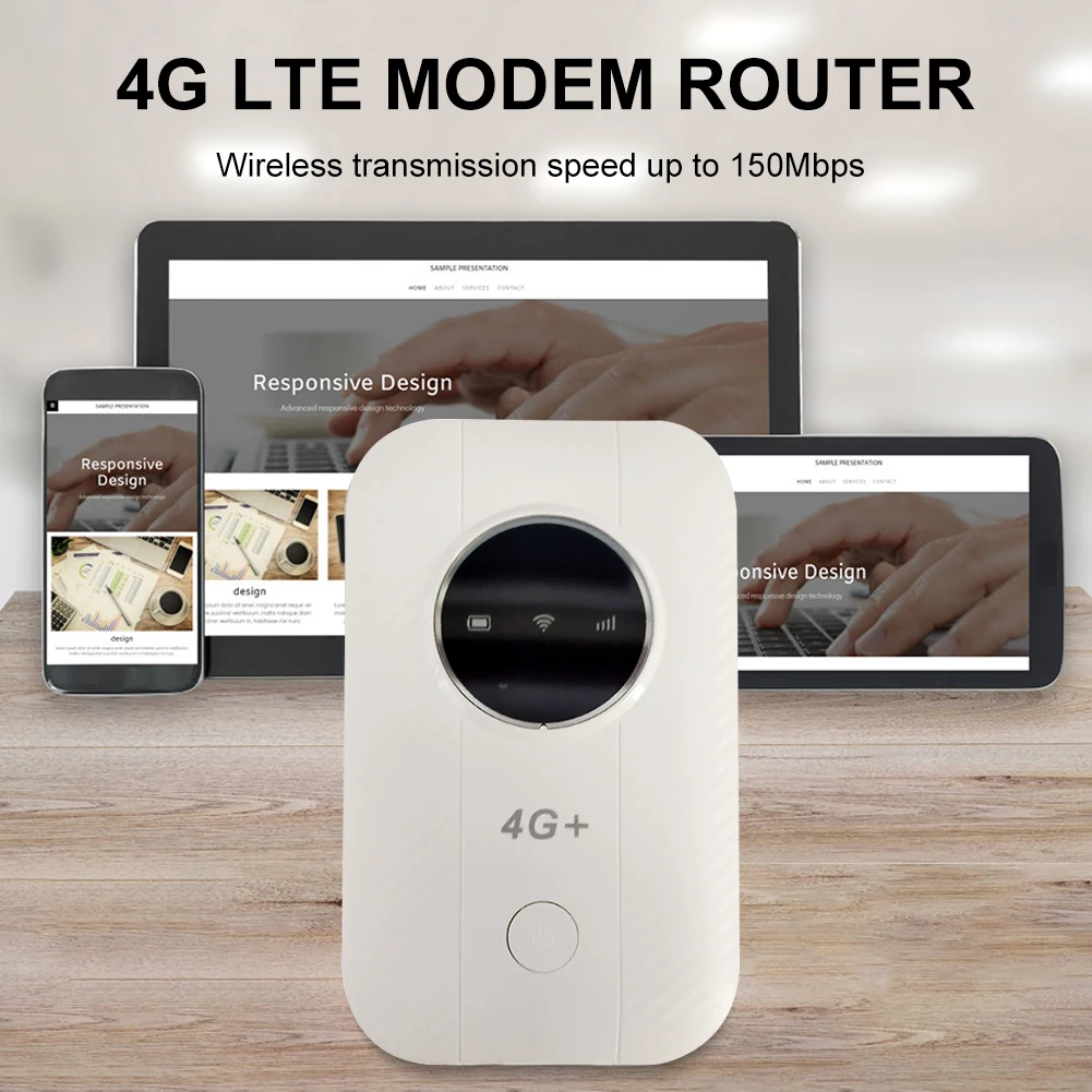 1-5개 4G LTE 라우터 포켓 와이파이 핫스팟 무선 라우터 150Mbps 3650mAh 모뎀 (SIM 카드 슬롯 포함) 실외 가정 사무실 여행용