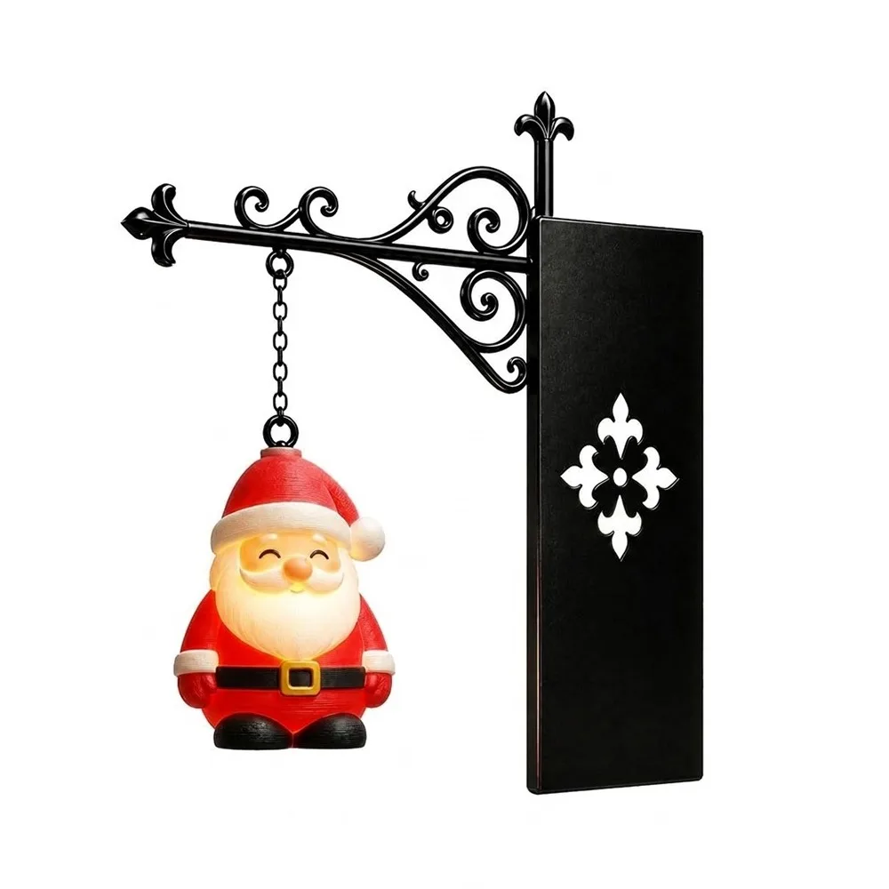 Vintage Christmas Bookshelf Lamp Iron Bracket Warm LED Light Hanging Bookend Light Xmas Themed Christmas Tree
