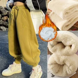 Kids Warm Cotton Pants Winter Boys Girls Thicken Trousers Children Lamb Wool Snow Clothes 4-14 Years Teenager Casual Sweatpants