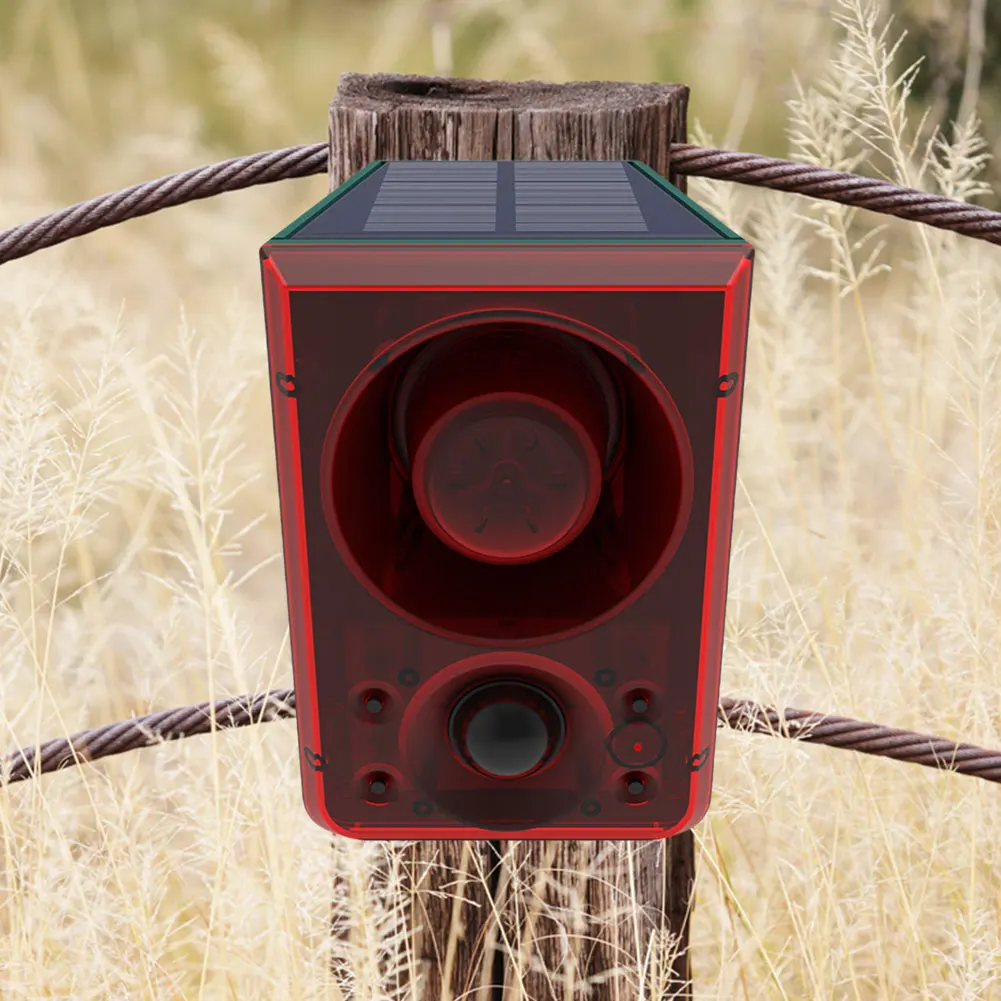 

Outdoor Solar Motion Sensor Alarm Home Security Alarm Support Recording and Adjustable Volume Loud Noise Maker for Home Farm